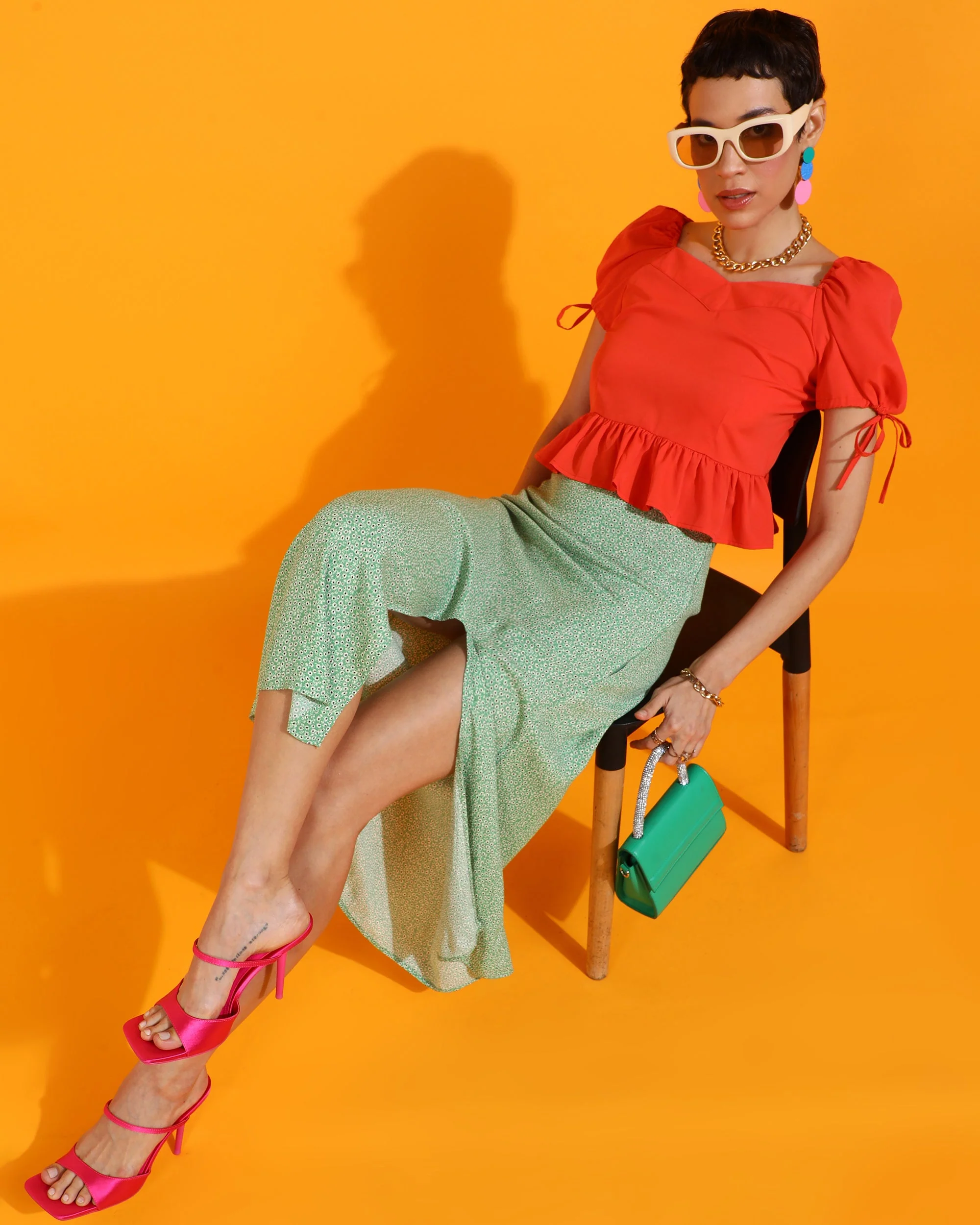 Women Solid Peplum Top - Image 5