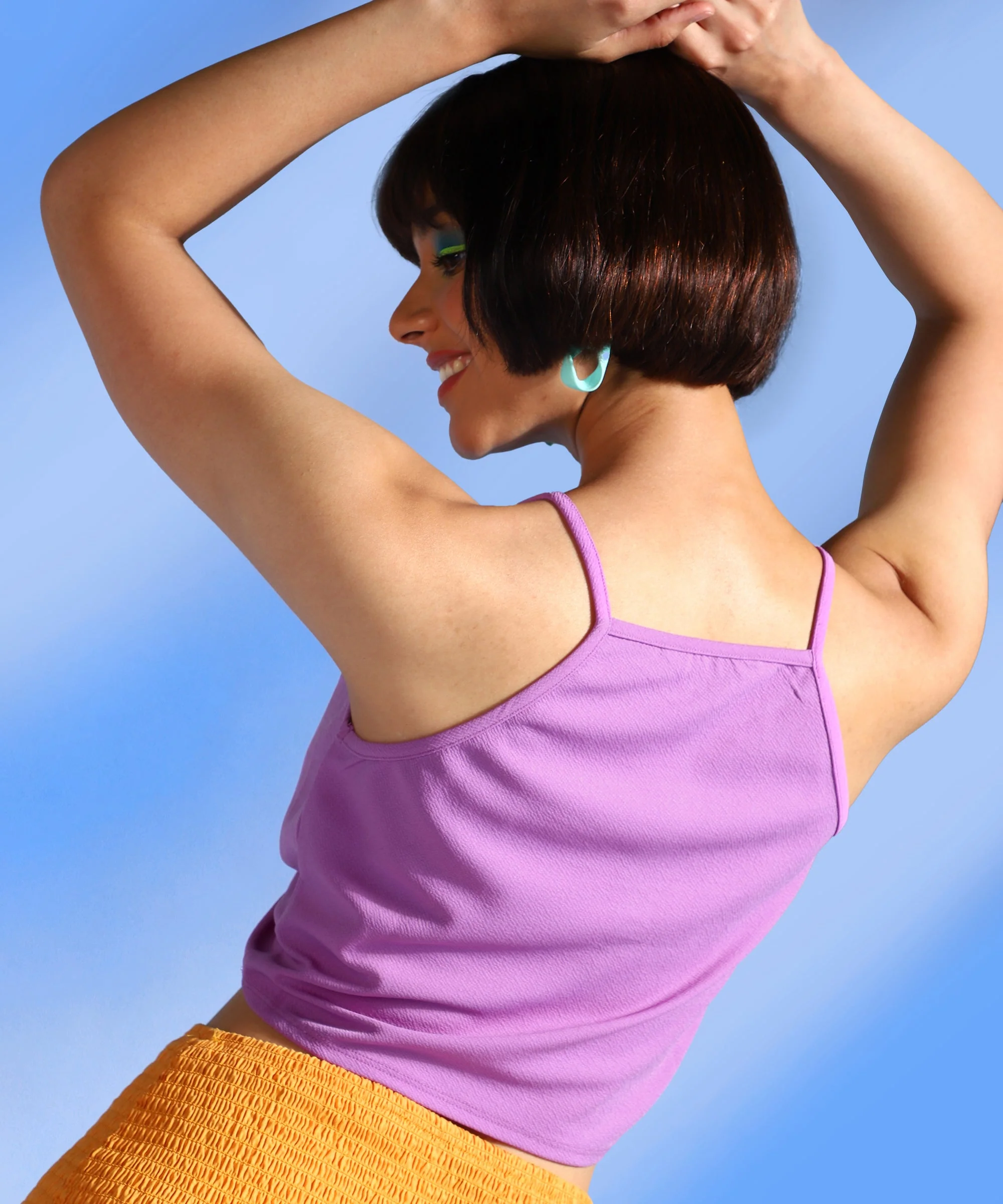 Women Purple  V-Neck Fitted Top - Image 3