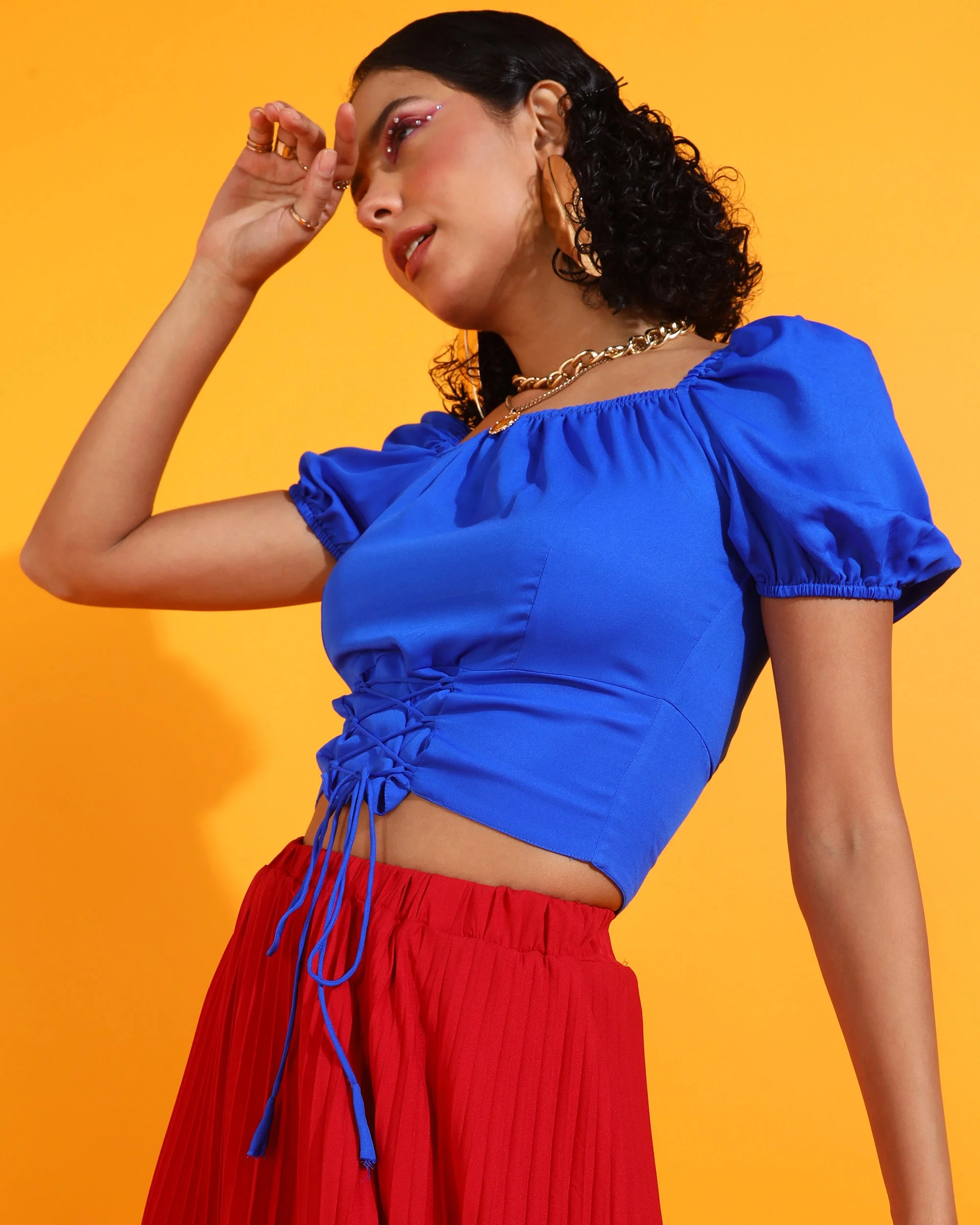 Women Square Neck Floral Fitted Top - Image 2