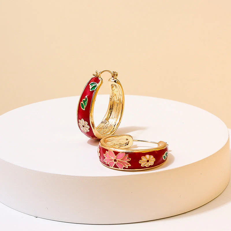 Red Hoop Earring
