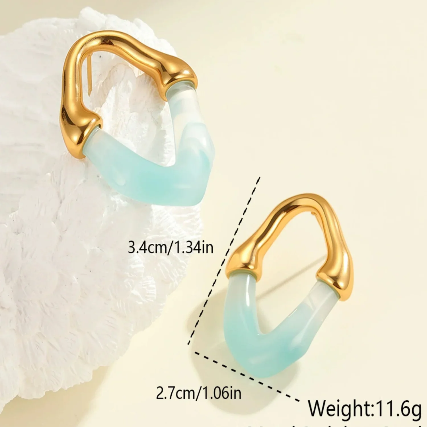 Resin Acetate U-Shape Blue Studs - Image 2