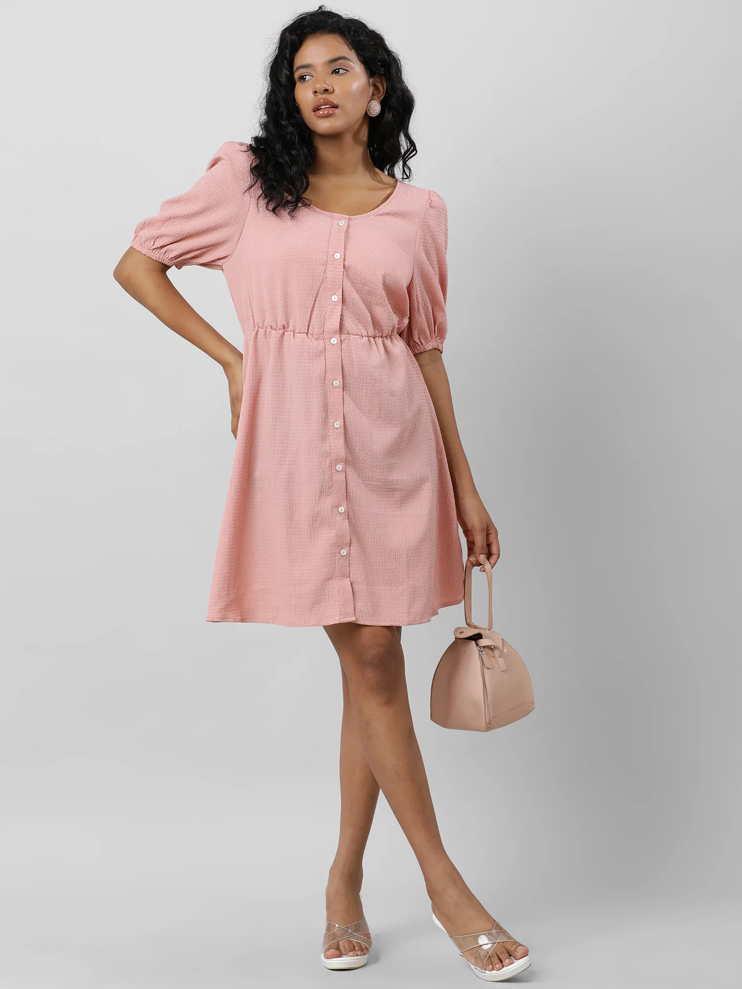 Women Retro Breezy Solid Dress - Image 3