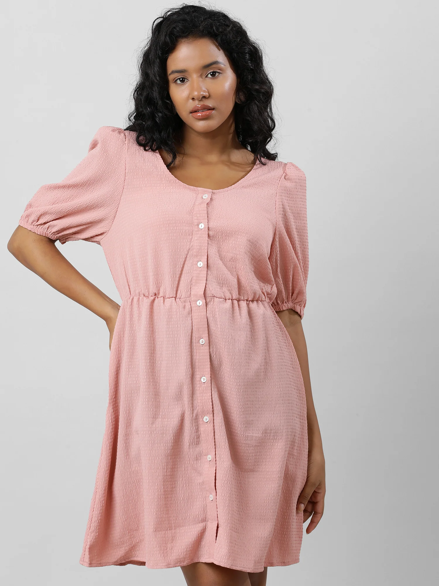 Women Retro Breezy Solid Dress - Image 5