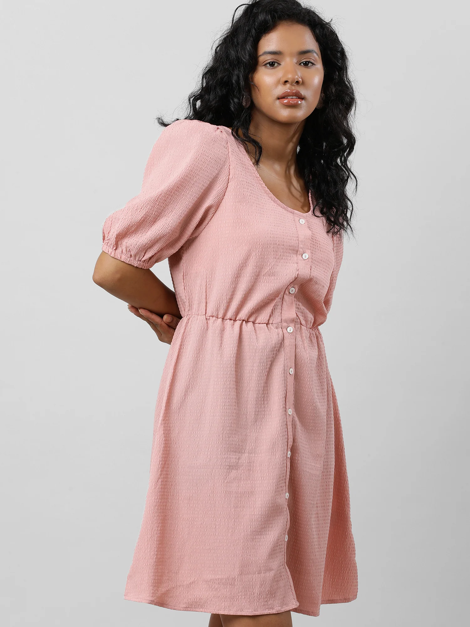 Women Retro Breezy Solid Dress - Image 6