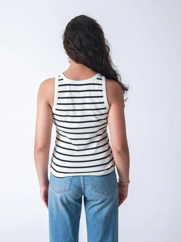 Women Rib Padded Stripe Vest Top - Image 2