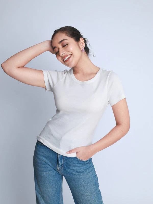 Women Ribbed Casual T-shirt - Image 5