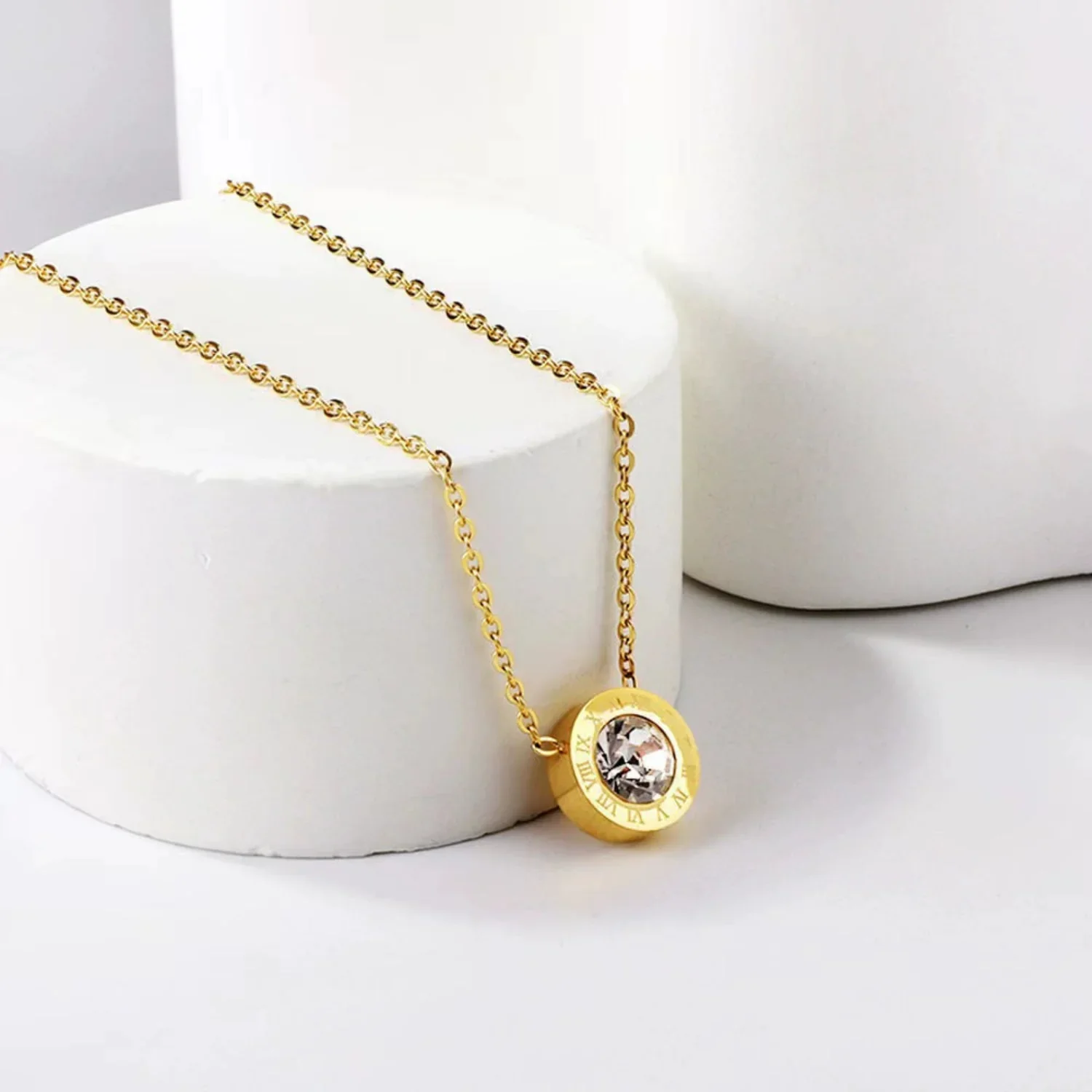 Roman Numeral Crystal Necklace - Image 3