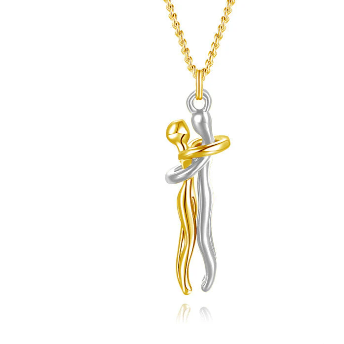 Romantic Hugging Figures Pendant Necklace