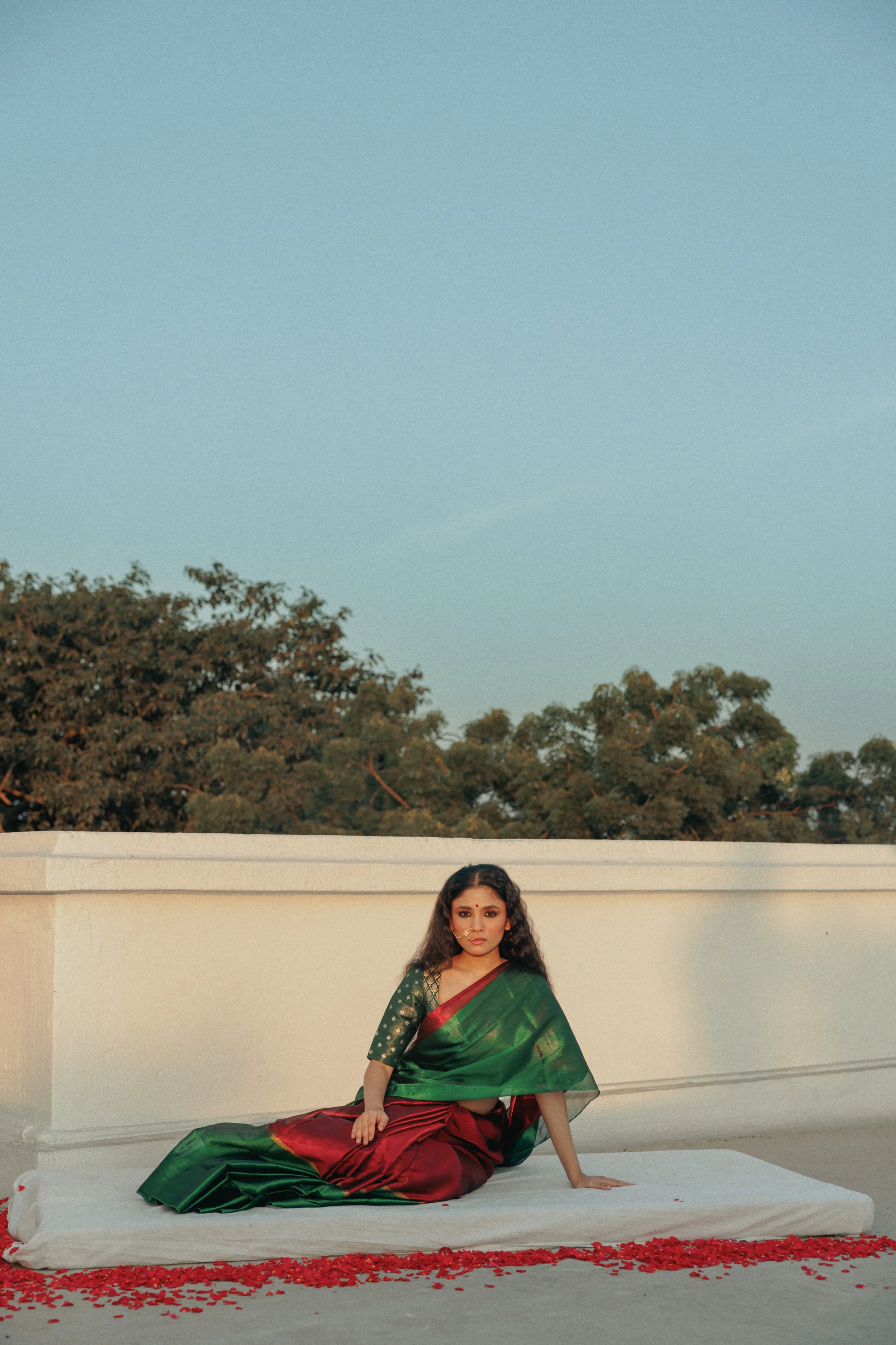 Sampriti Red and Green Handloom Tissue saree - Image 6