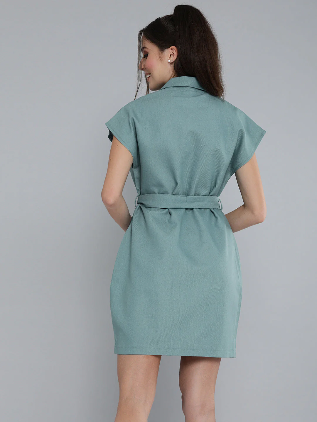 Women Sea Green Blazer Dress - Image 3