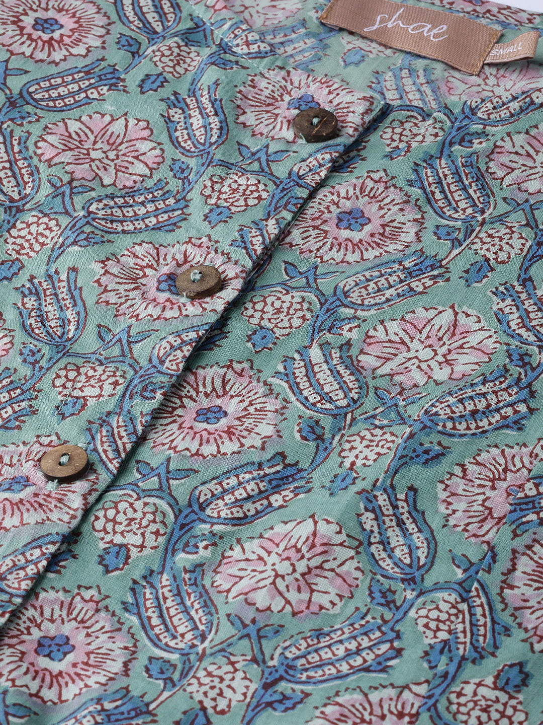 Sea Green Floral Front Open Anarkali Kurta - Image 9