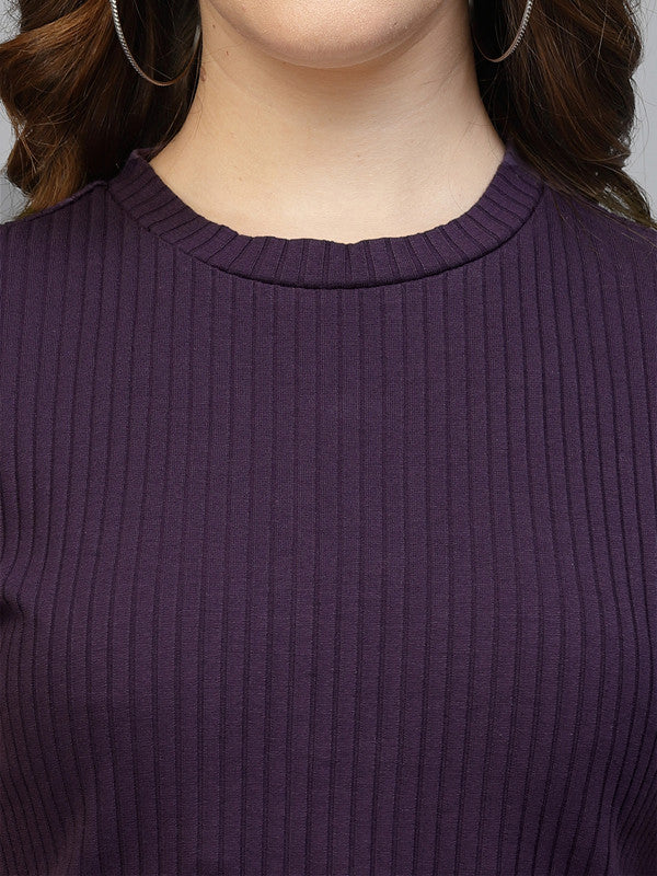 Women Purple U Neck Crop Top - Image 3