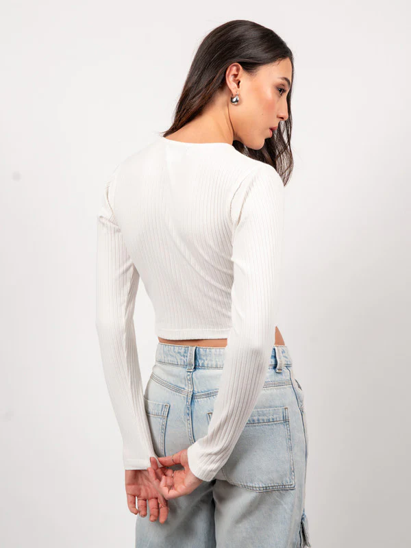 Women Shoulder Cut Out Fitted Top - Image 2