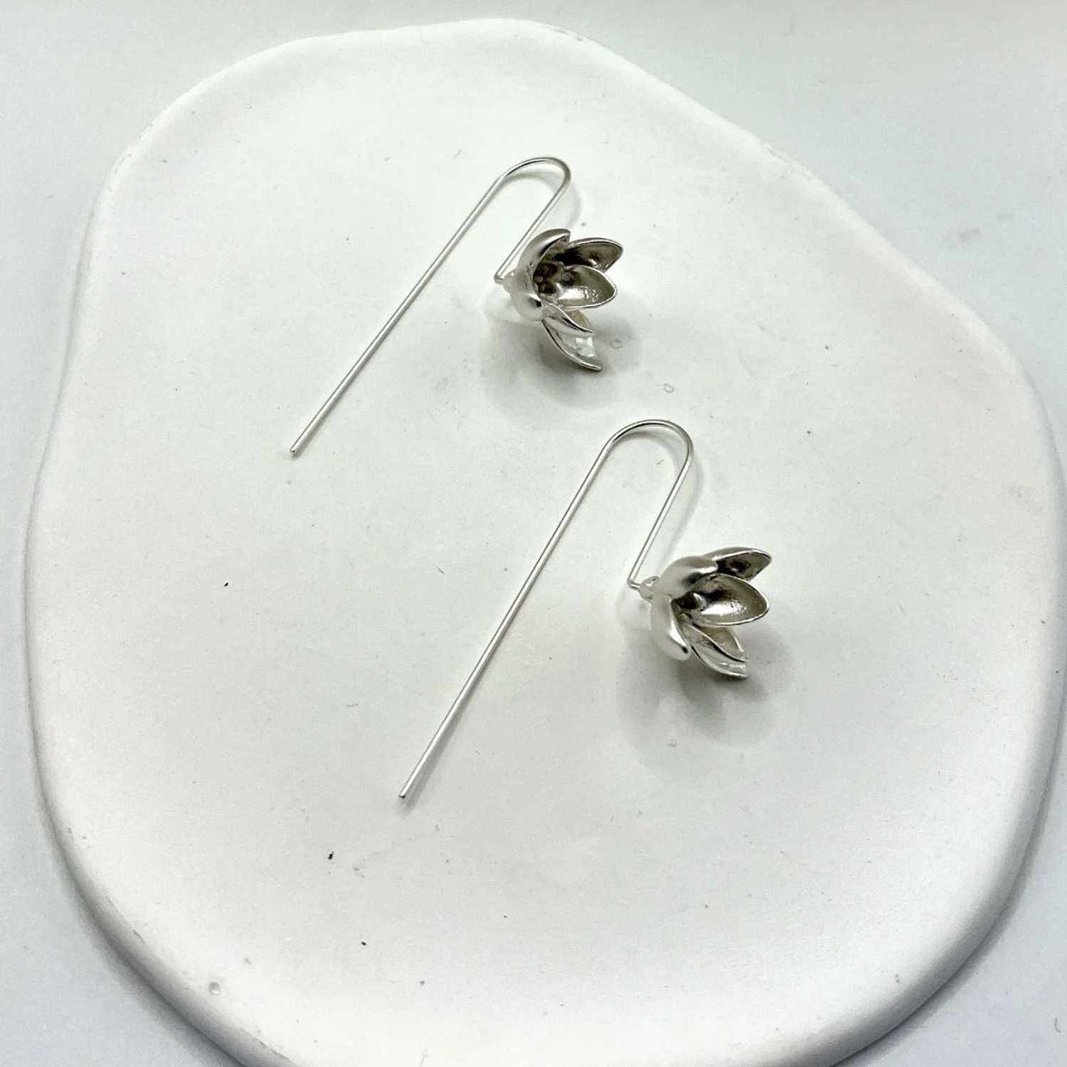 Silver Bloom Drop Earring