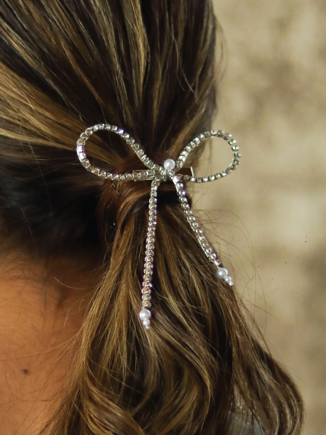 Silver Crystal Hair Bow - Image 2