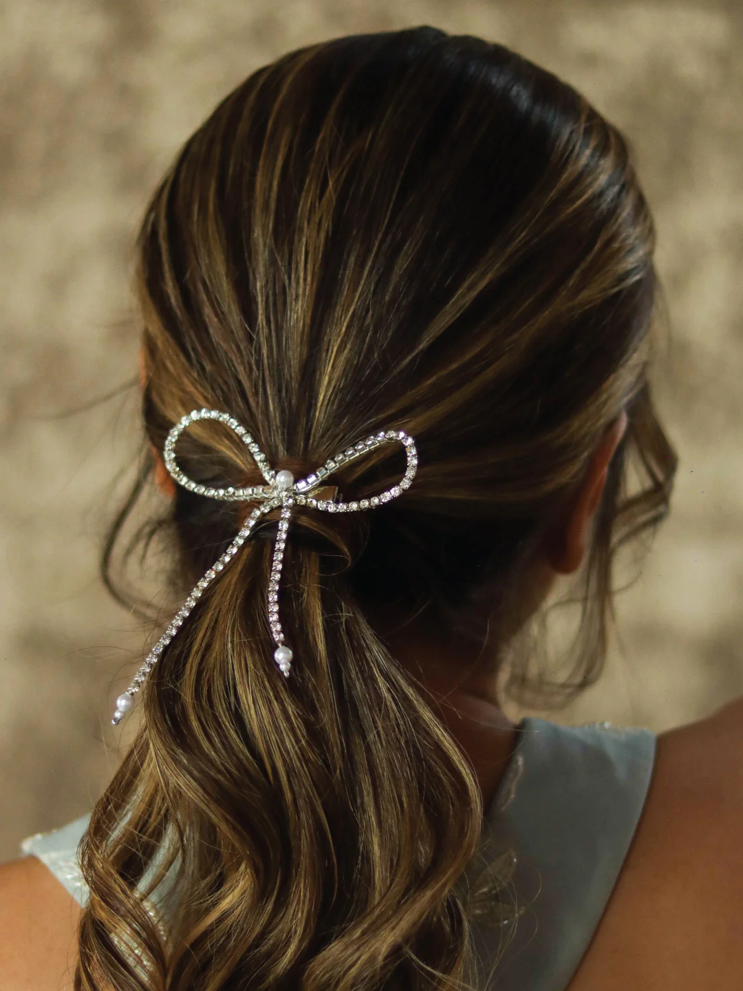 Silver Crystal Hair Bow - Image 4