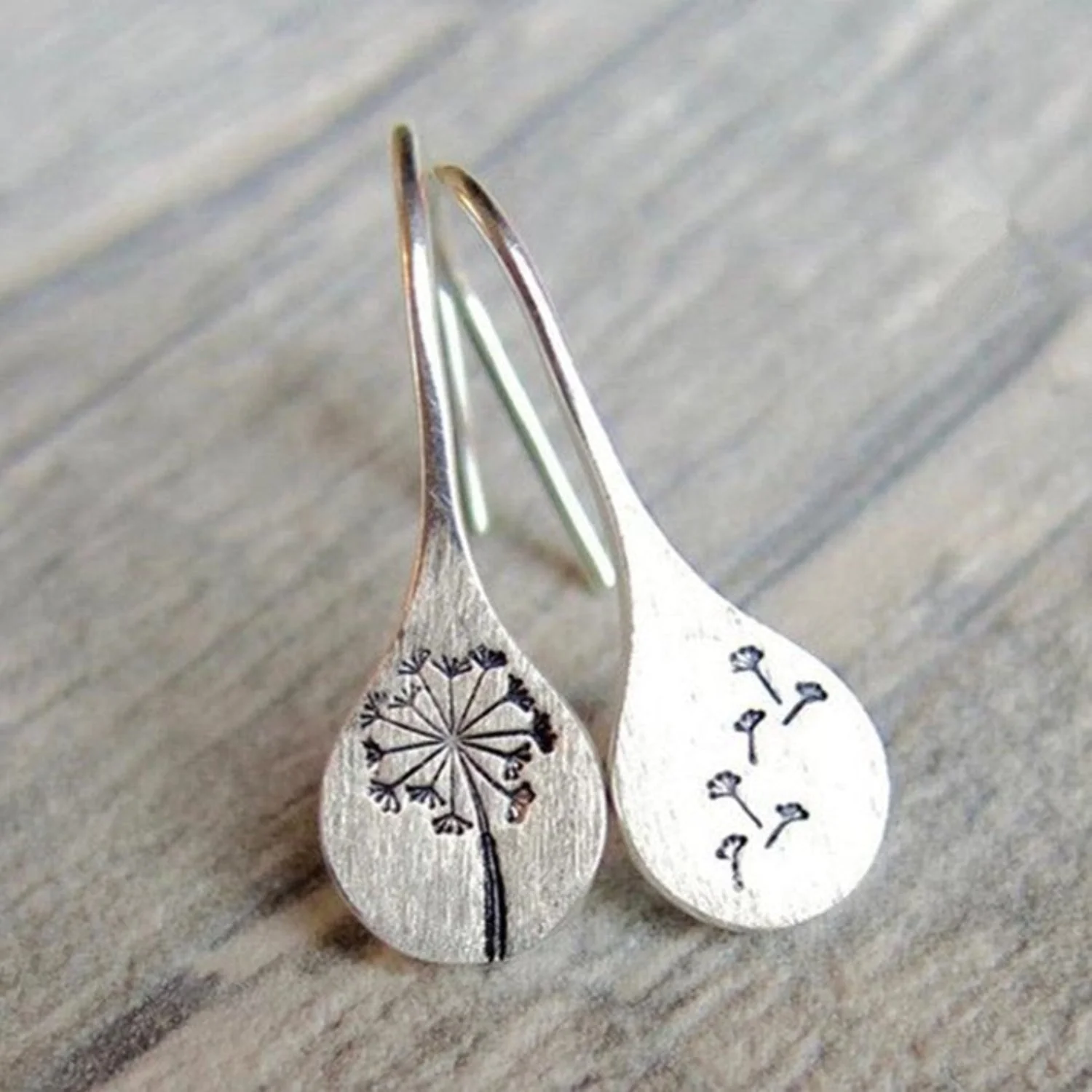 Silver Dandelion Drop Earring