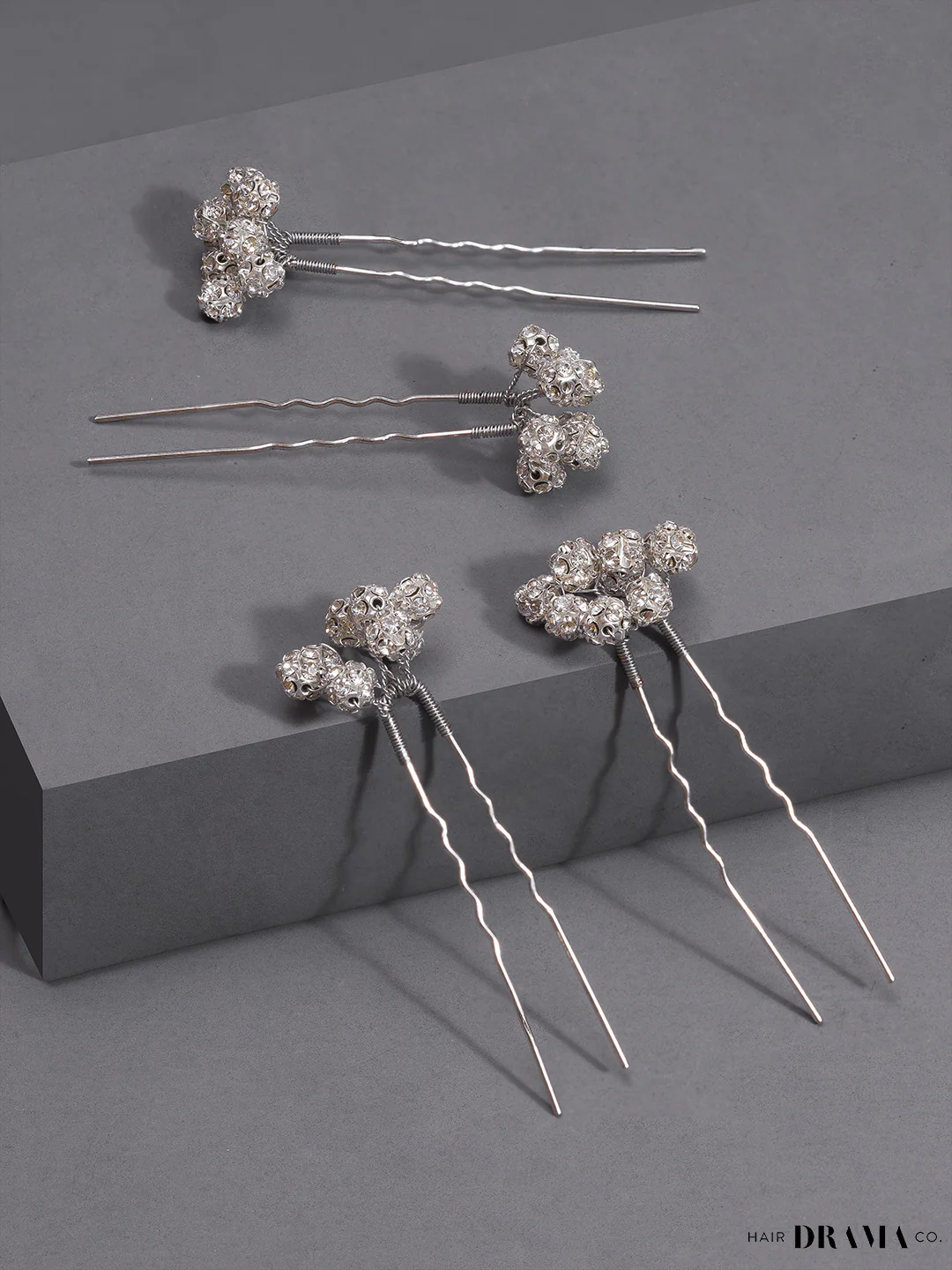 Silver Embellished Pearls U Pins Set of 4 - Image 3