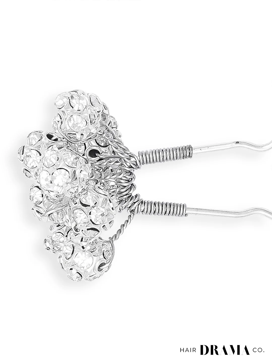 Silver Embellished Pearls U Pins Set of 4 - Image 4