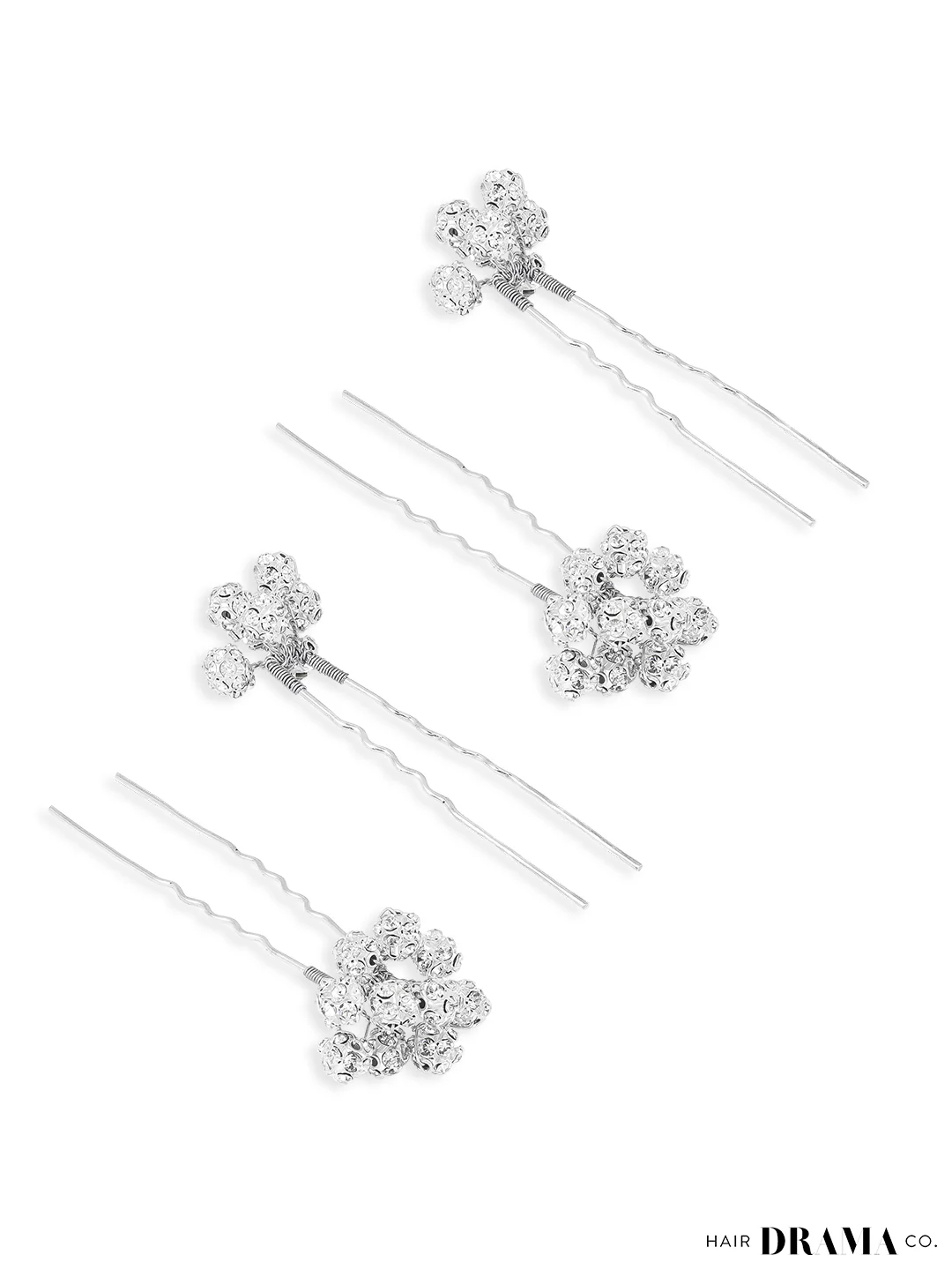 Silver Embellished Pearls U Pins Set of 4 - Image 5
