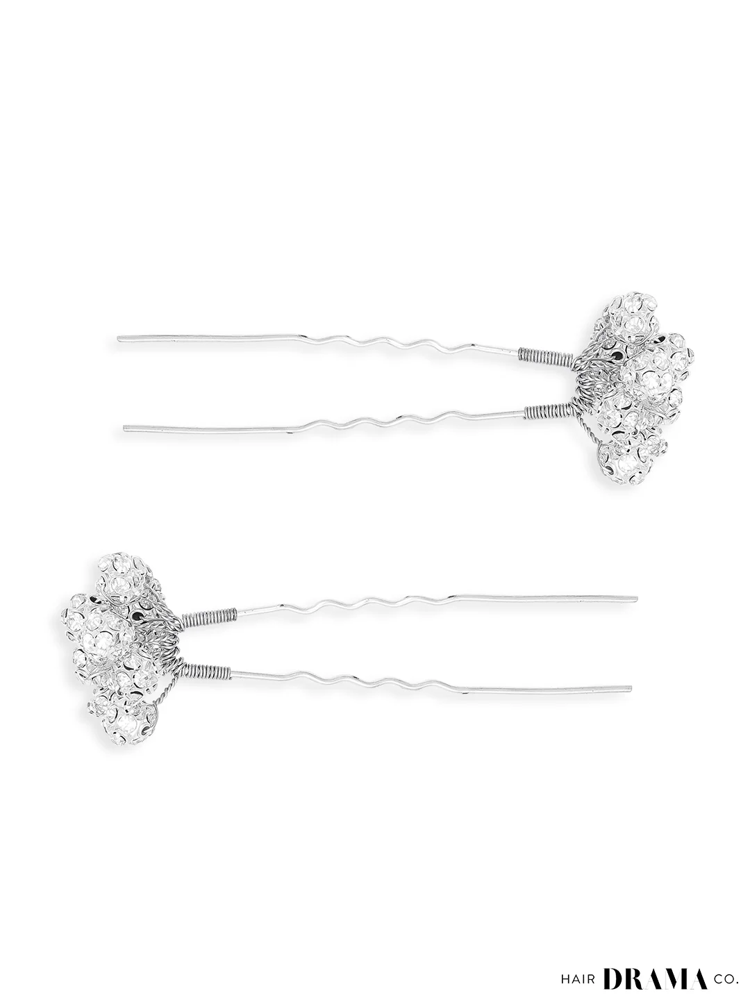 Silver Embellished Pearls U Pins Set of 4 - Image 6