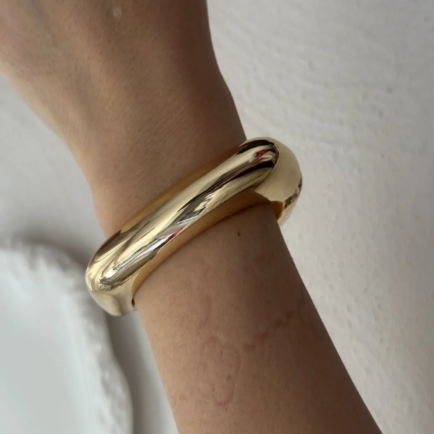 Sleek Gold Dome Bangle Polished Minimalist Design