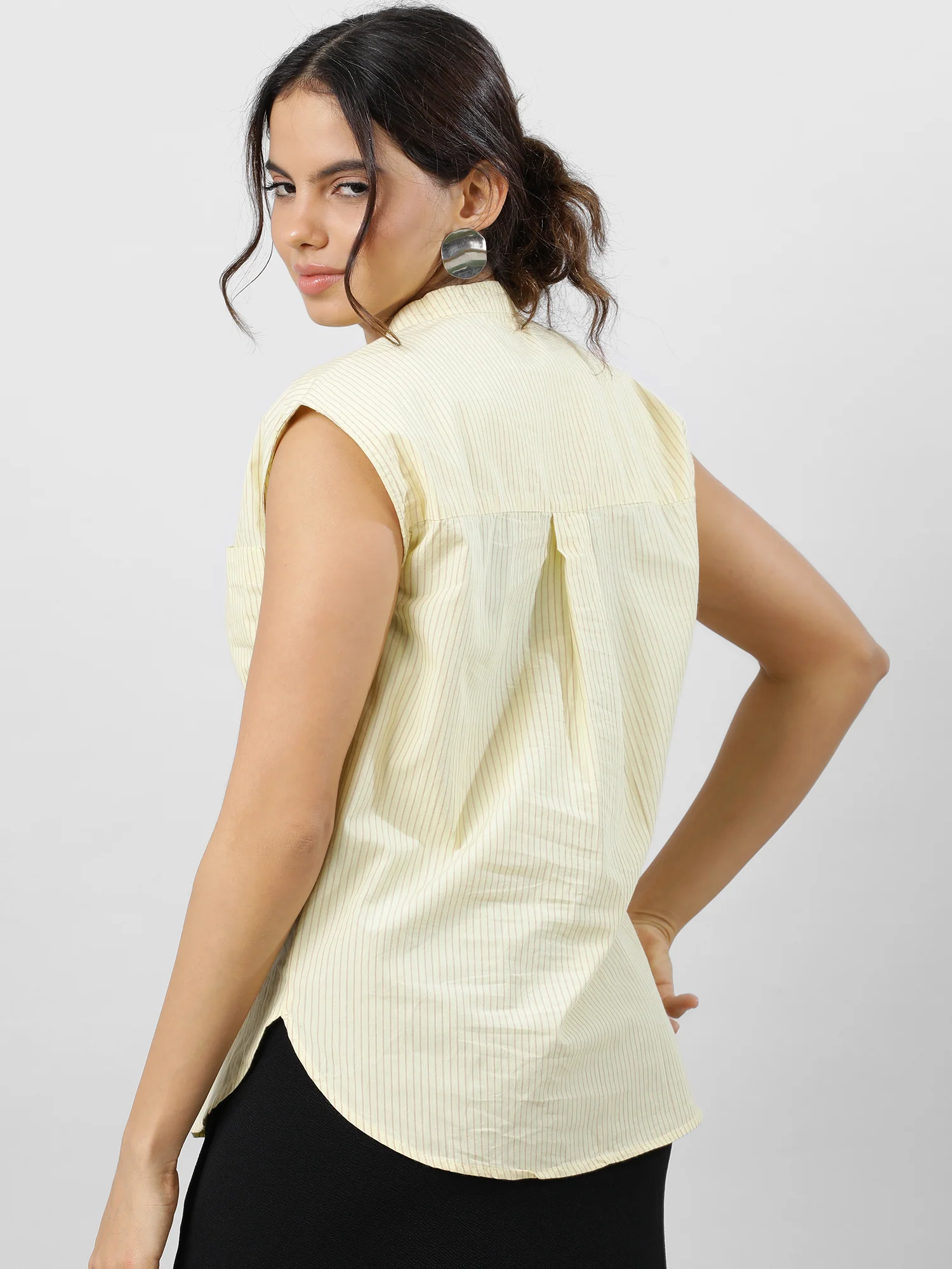 Women Sleek Stripe V Neck Top - Image 10