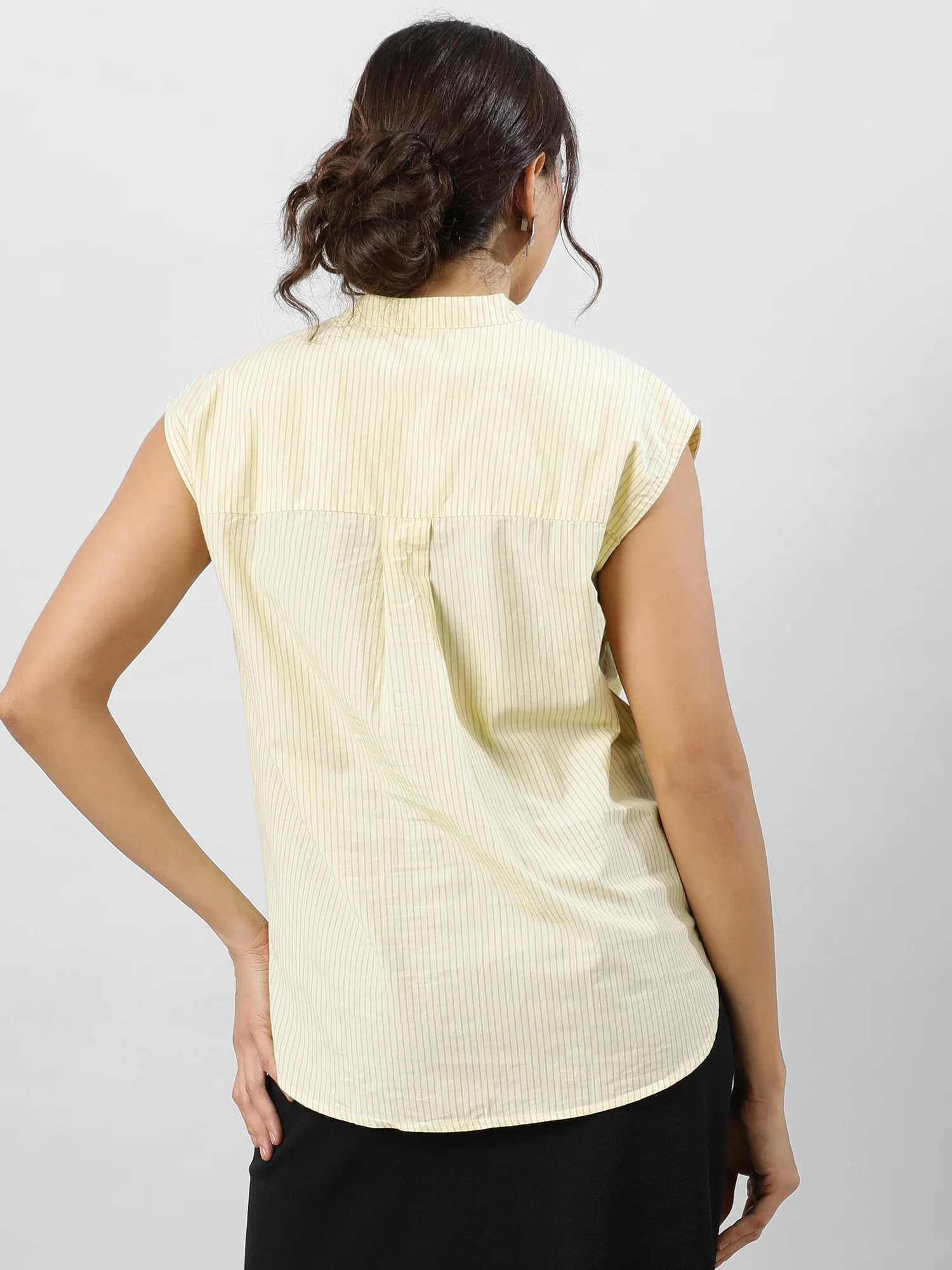 Women Sleek Stripe V Neck Top - Image 6