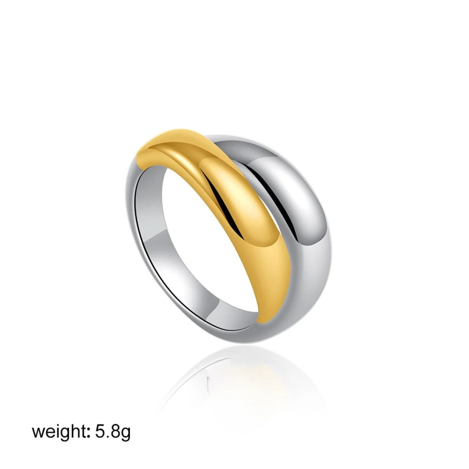 Sleek Two-Tone Interlocking Band Ring - Image 3
