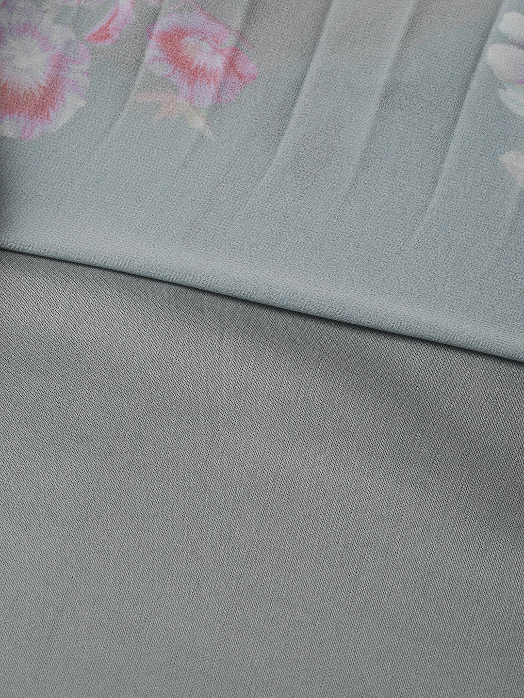 Women Steel Blue Floral Peterpan Collar Pleated Dress - Image 6