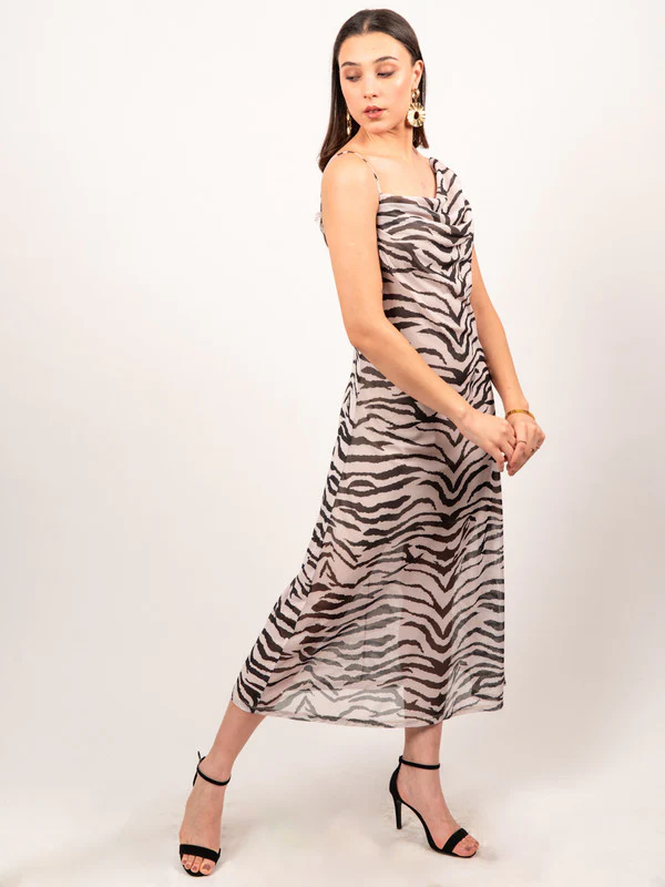 Women Strapped Cowl Dress - Image 3