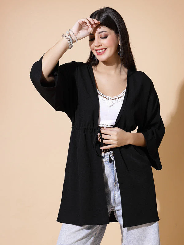 Women Black Odor-Free Tie-Up Shrug - Image 6