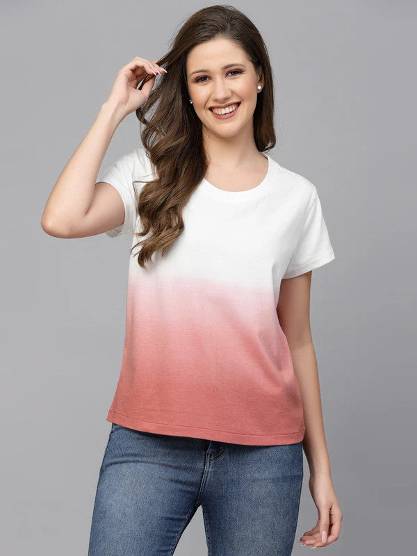 Women Pink Odour Free Tie & Dye T-shirt