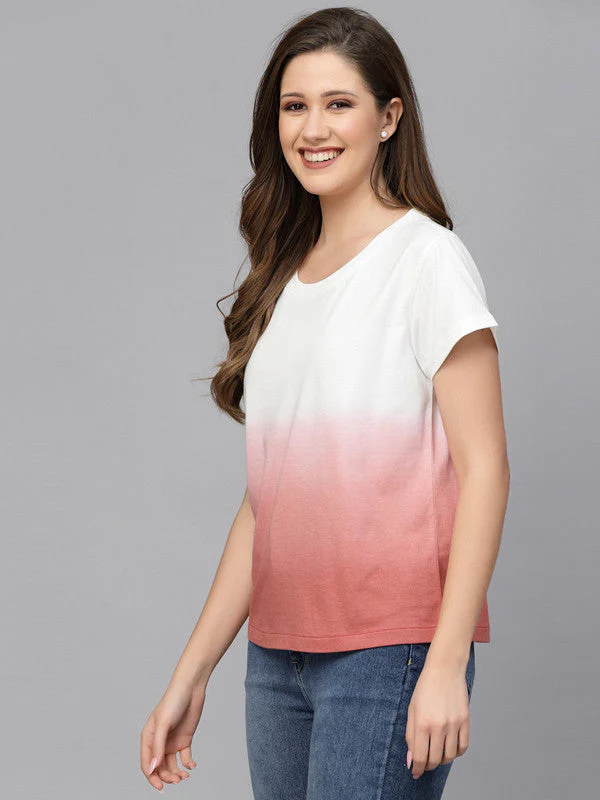 Women Pink Odour Free Tie & Dye T-shirt - Image 2