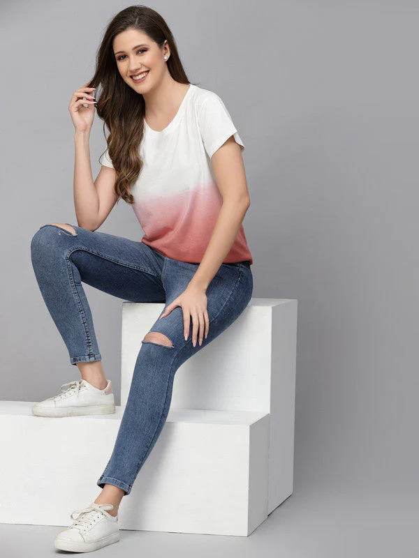 Women Pink Odour Free Tie & Dye T-shirt - Image 4