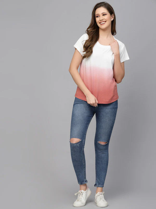 Women Pink Odour Free Tie & Dye T-shirt - Image 6