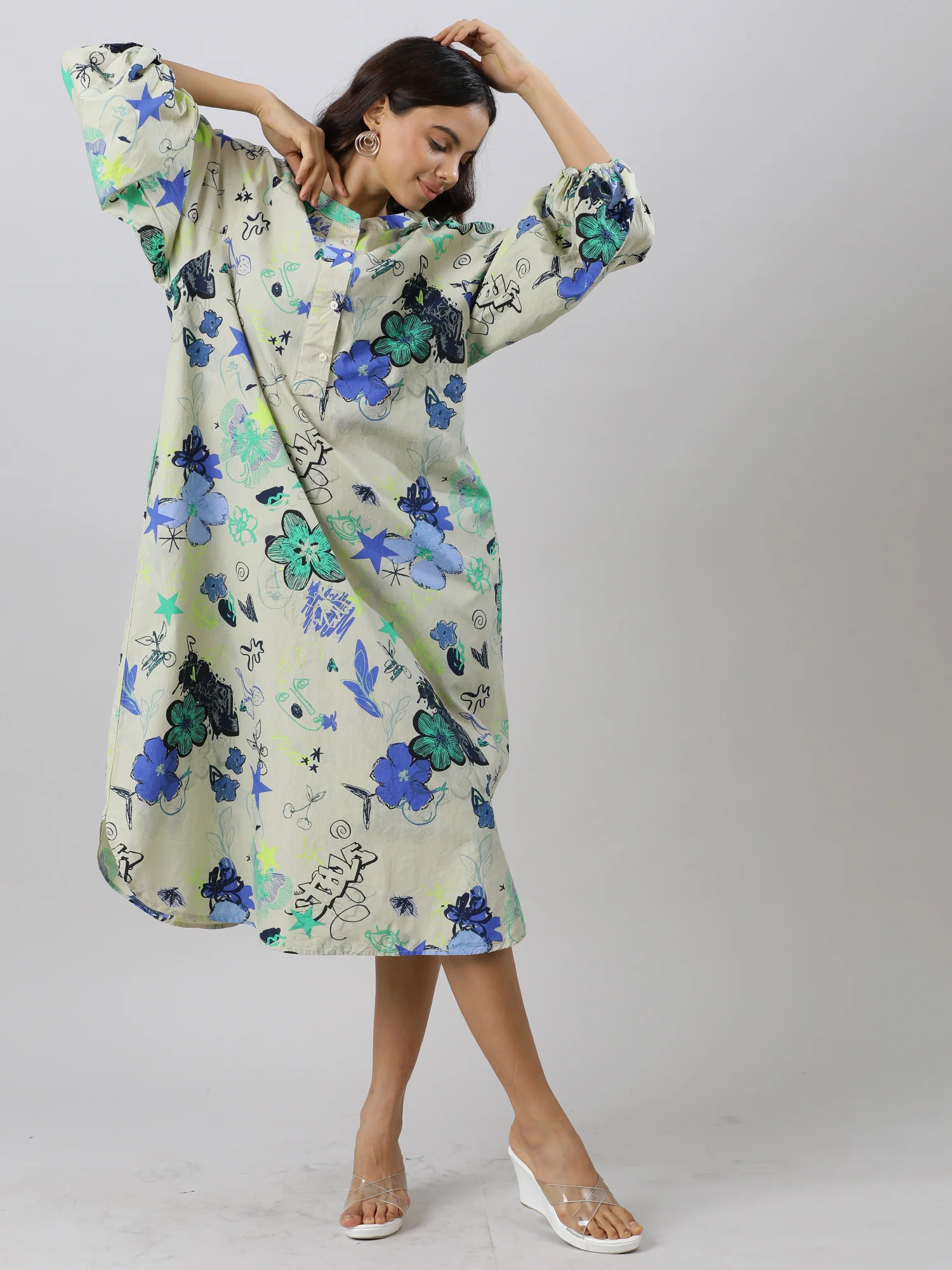 Women Trendy Floral Cotton Dress - Image 19