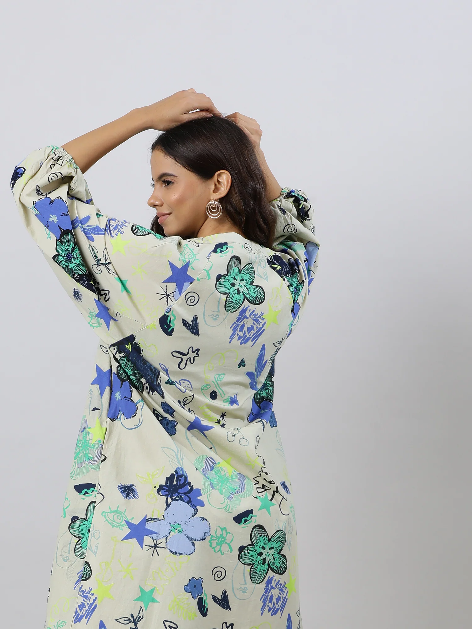 Women Trendy Floral Cotton Dress - Image 4