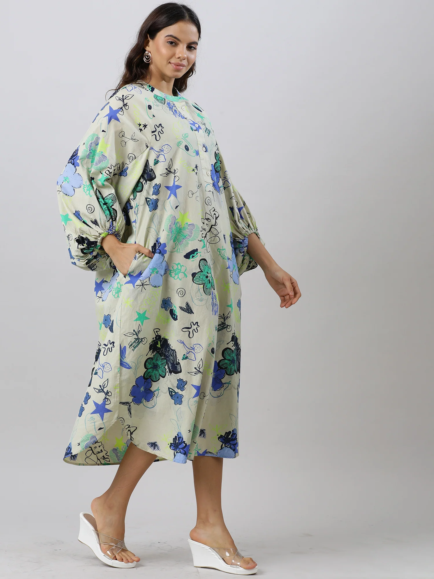Women Trendy Floral Cotton Dress - Image 6