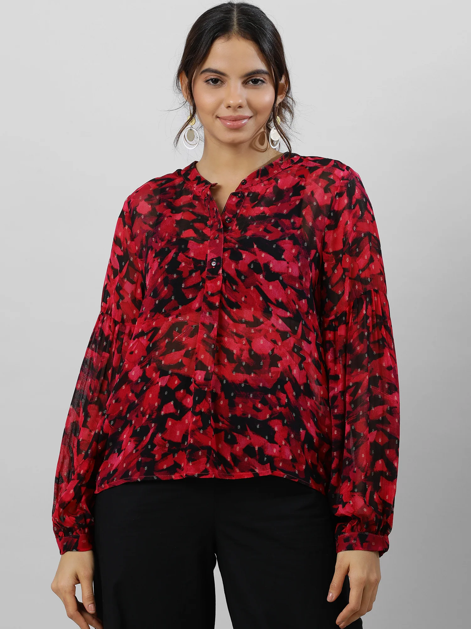 Women Trendy V Neck Floral Print Top - Image 10