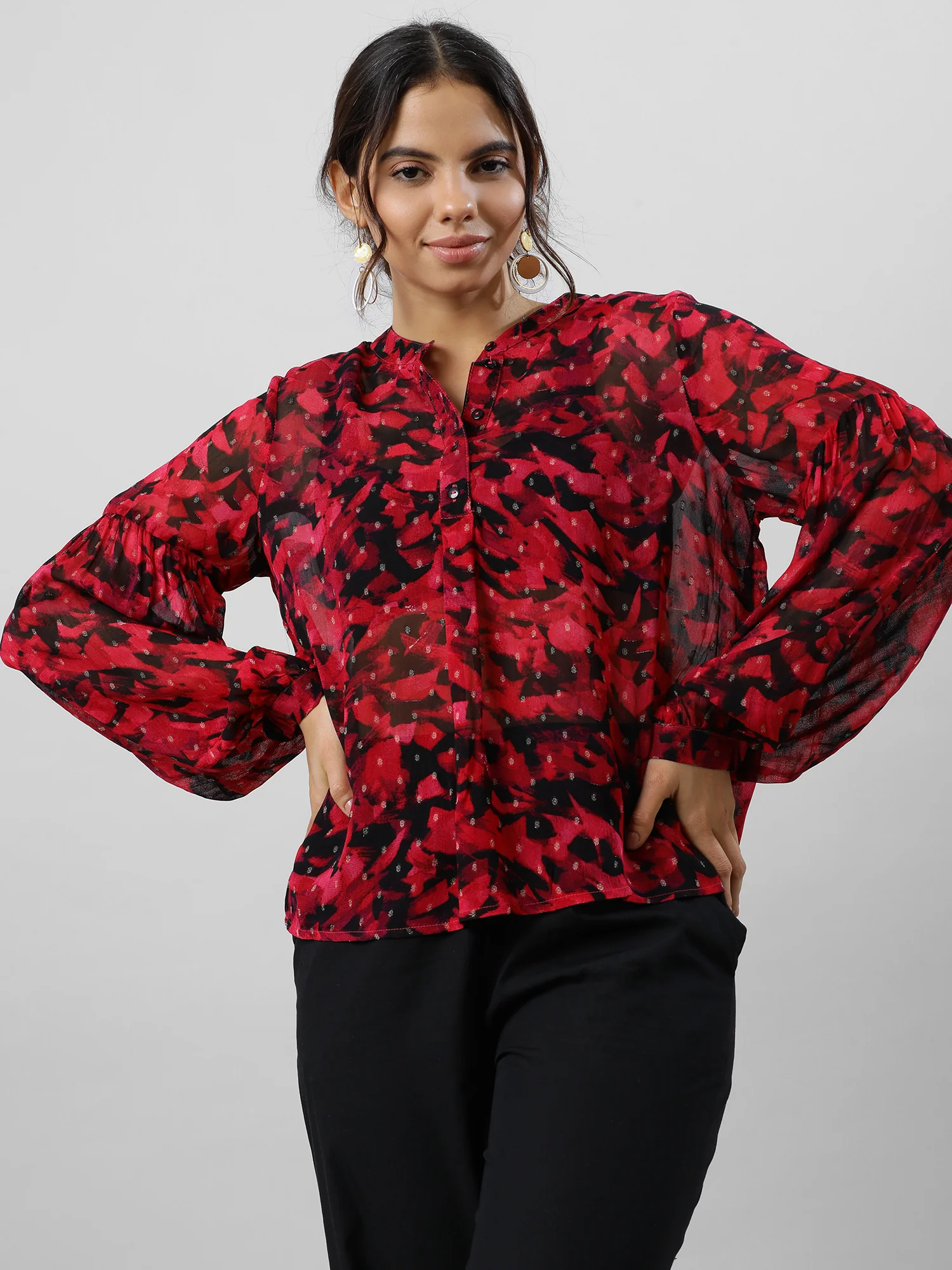 Women Trendy V Neck Floral Print Top - Image 11