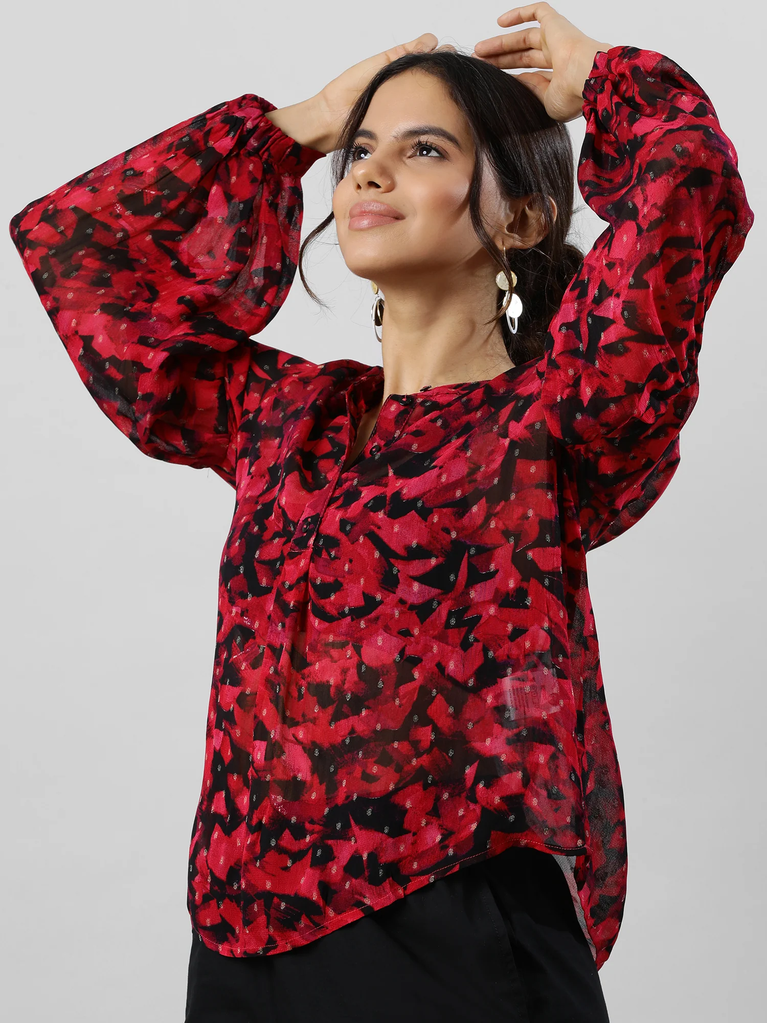 Women Trendy V Neck Floral Print Top - Image 3