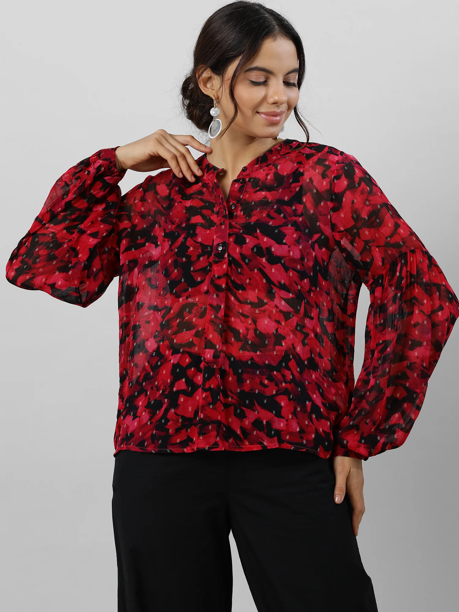 Women Trendy V Neck Floral Print Top - Image 6