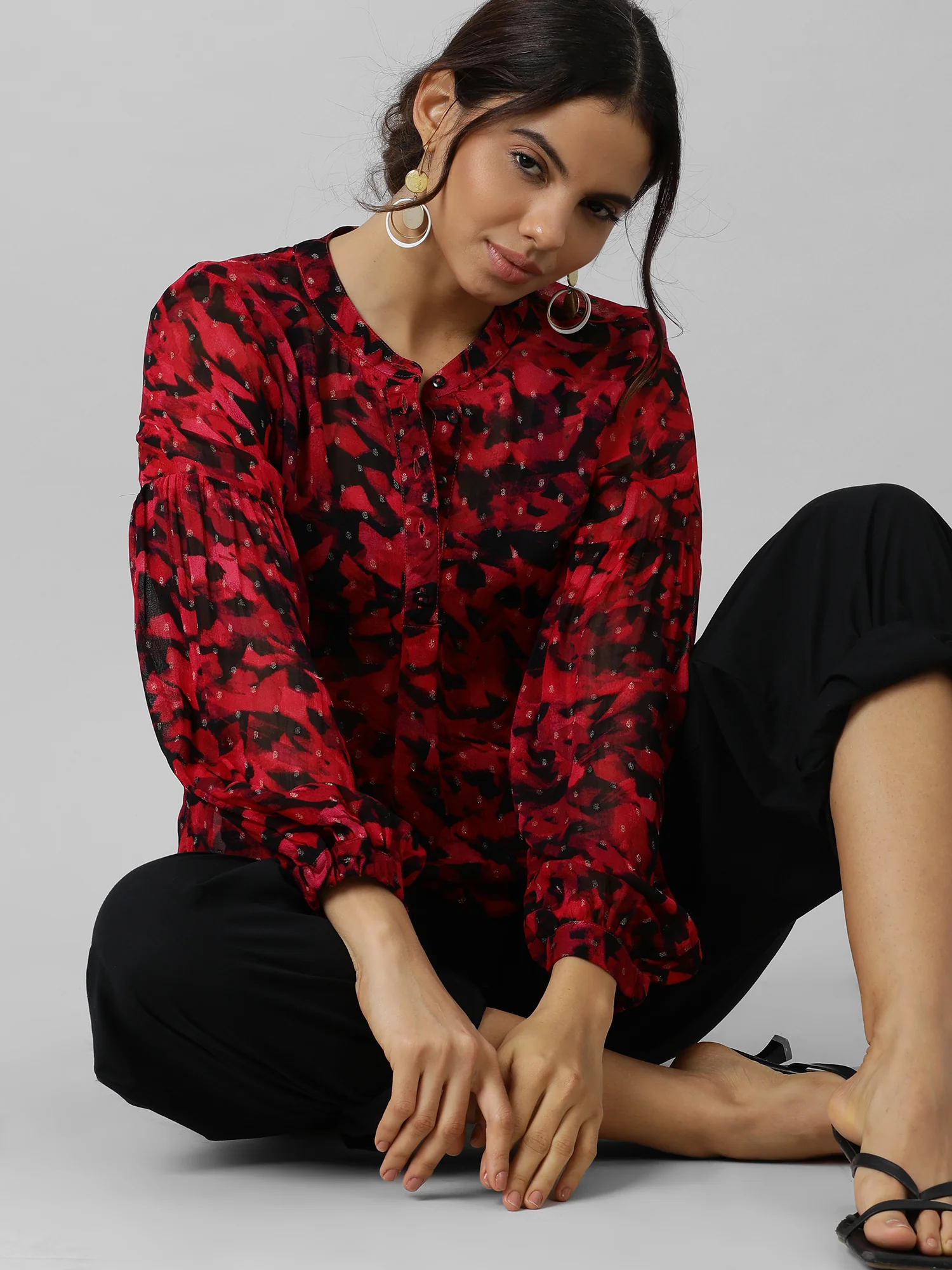 Women Trendy V Neck Floral Print Top - Image 7
