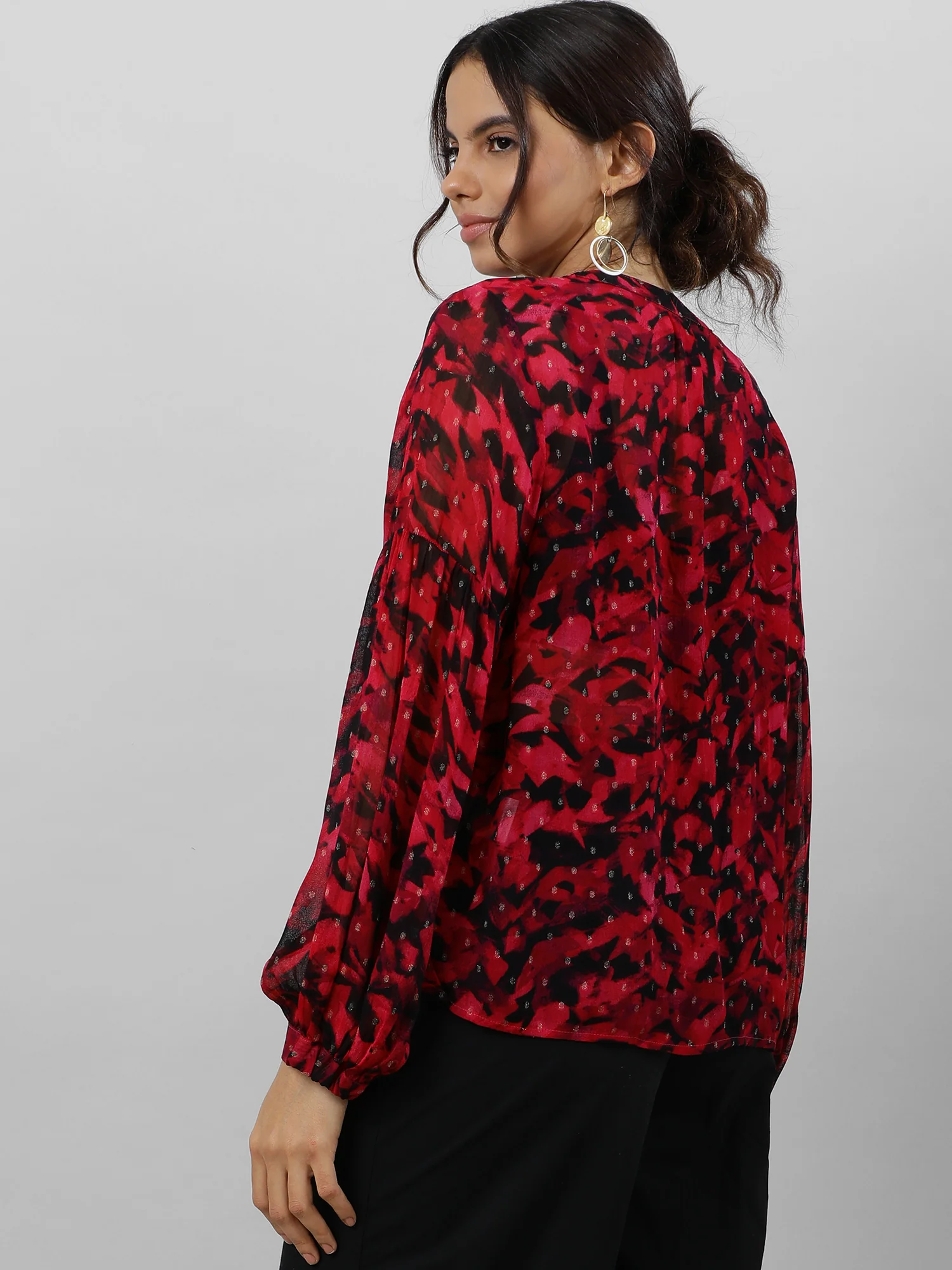 Women Trendy V Neck Floral Print Top - Image 8