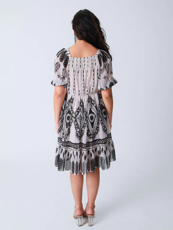 Women Tribal Print Cross Over Short Dress - Image 2