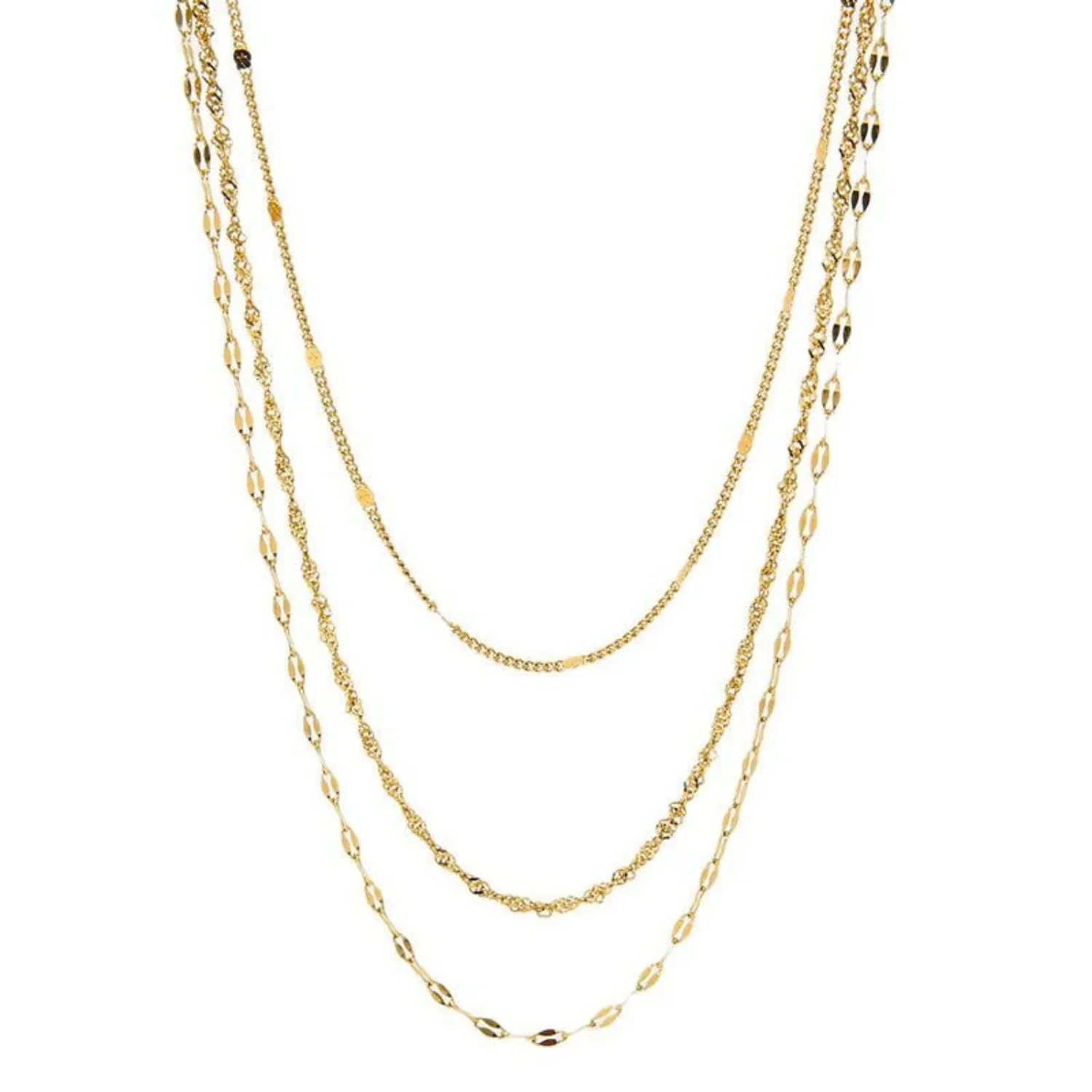 Triple Tiered Gold Chain Necklace