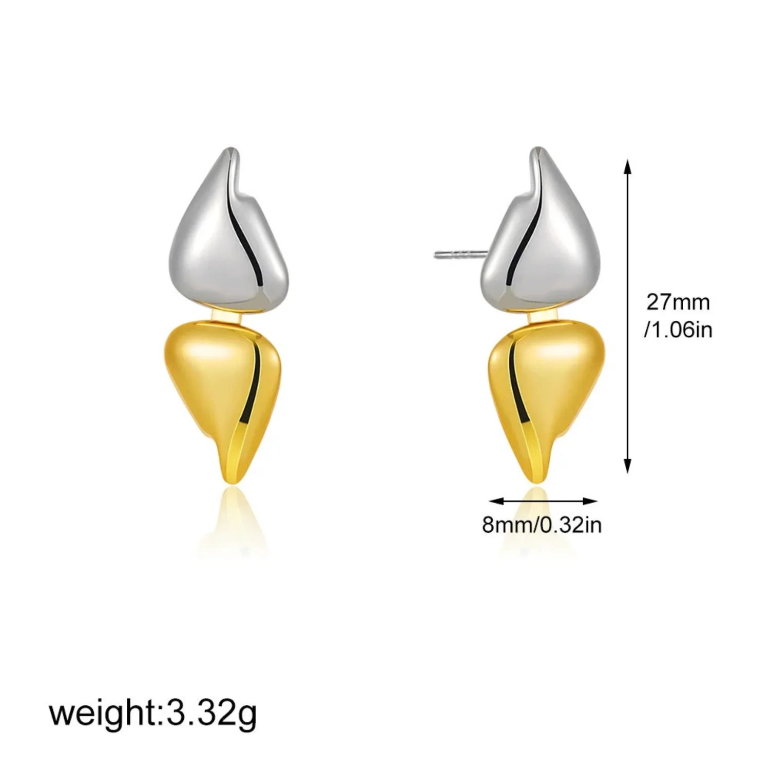 Two-Tone Modern Abstract Drops Earrings - Image 5