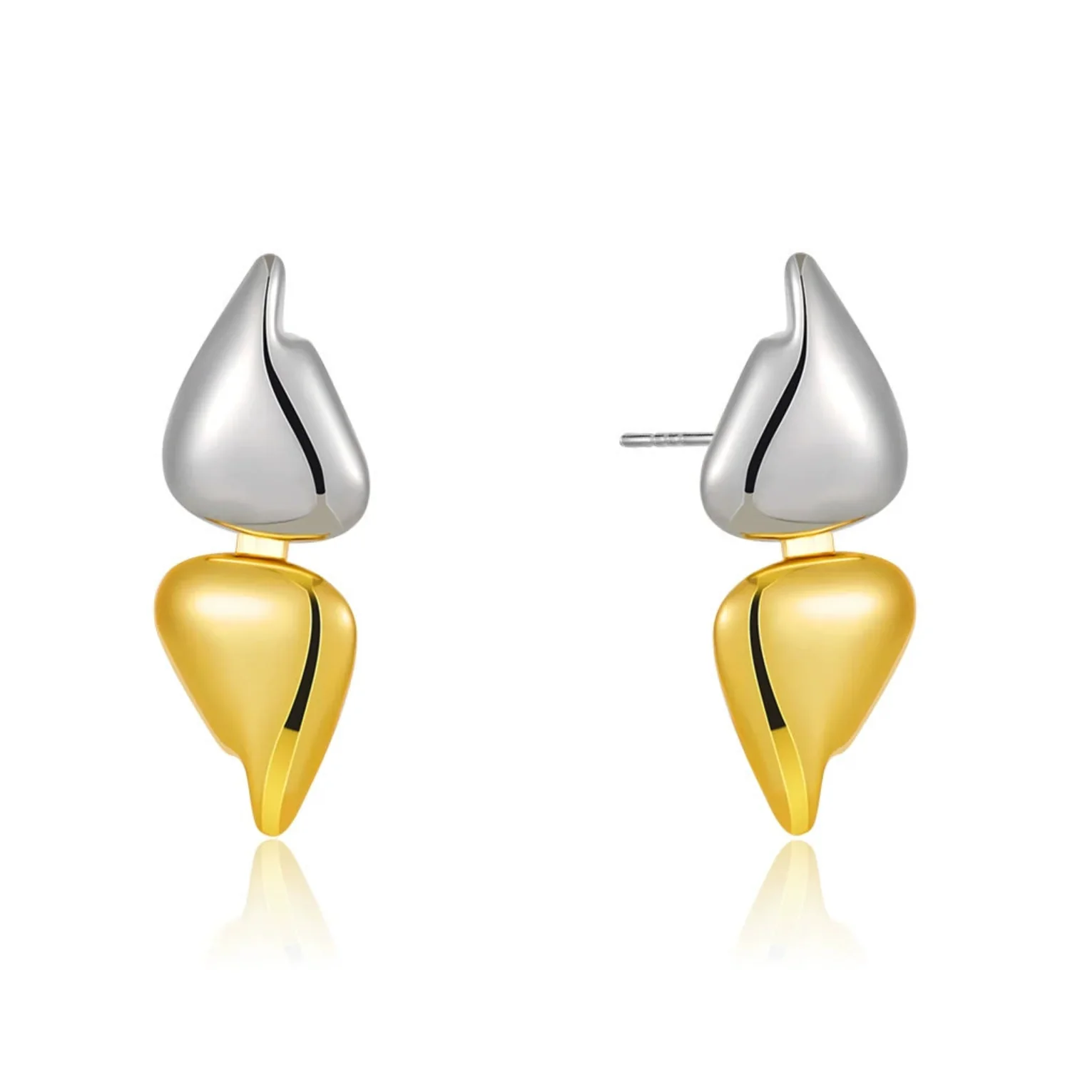 Two-Tone Modern Abstract Drops Earrings - Image 6