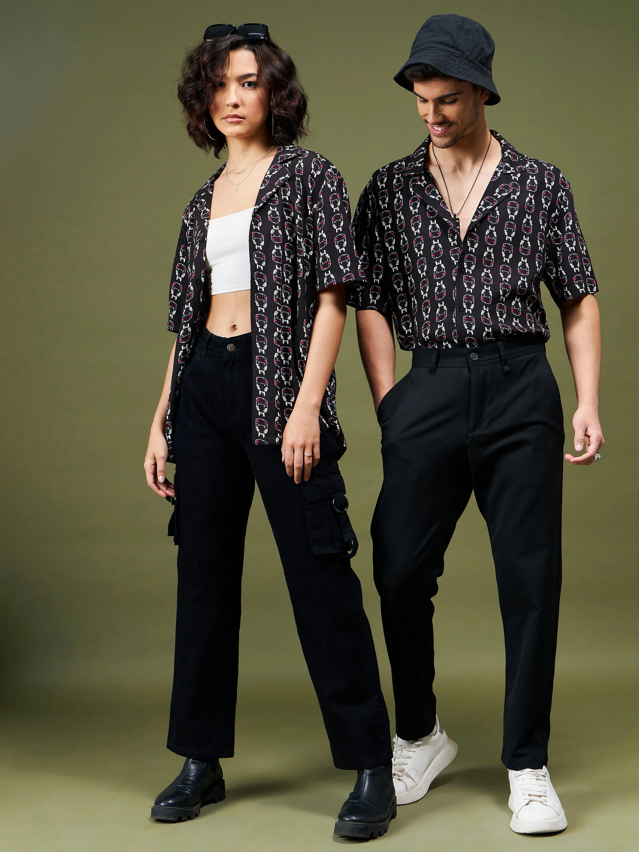 Unisex Black Conversational Relax Fit Shirt - Image 6